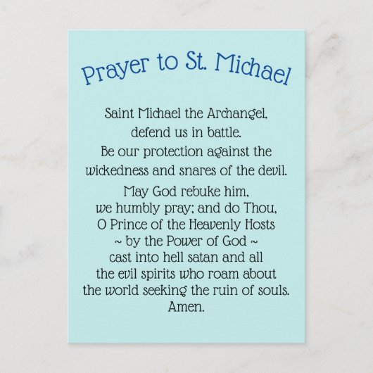 Briefkaarten Prayer naar Saint Michael the Archang (Voorkant)
