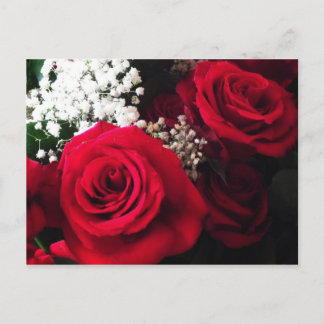 Briefkaarten Red Roses Baby's Breath Boeket Blank 