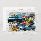Briefkaarten - Route 66_Classic Cars (Voorkant / Achterkant)