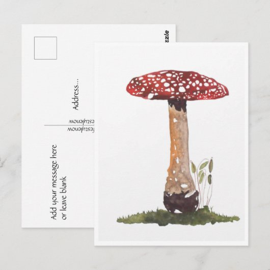 Briefkaarten - Studie naar Agaric Paddenstoel Wate (Voorkant / Achterkant)
