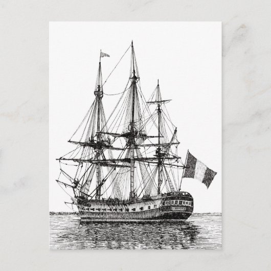 briefkaarten "Tall Ship Hermione on the York River (Voorkant)