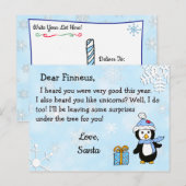 Briefkaarten uit Santa: Holiday Penguin in Santa H (Voorkant / Achterkant)