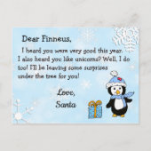 Briefkaarten uit Santa: Holiday Penguin in Santa H (Voorkant)