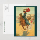 Briefkaarten - Valentijn Cowgirl Horse Lasso Heart (Voorkant / Achterkant)