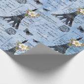 Briefkaarten van de  Eiffeltoren op blauw Cadeaupapier (Hoek)