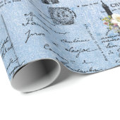 Briefkaarten van de  Eiffeltoren op blauw Cadeaupapier (Rol Hoek)