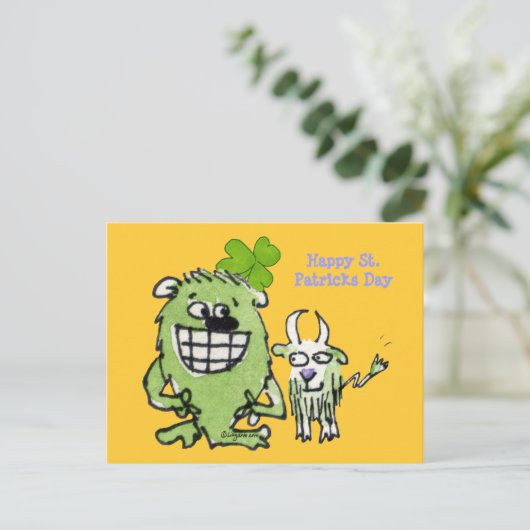 Briefkaarten van de Groene Monstergeit Shamrock Ca (Staand voorkant)