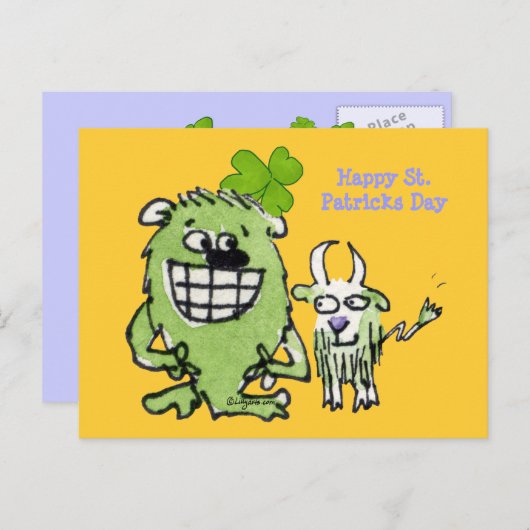 Briefkaarten van de Groene Monstergeit Shamrock Ca (Voorkant / Achterkant)