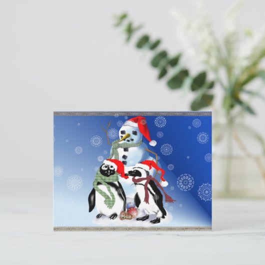 Briefkaarten van de Kerstman en de Sneeuwman (Staand voorkant)