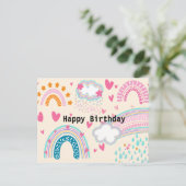 Briefkaarten van de regenboogregenboogcartoon Birt (Staand voorkant)