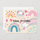 Briefkaarten van de regenboogregenboogcartoon Birt (Voorkant / Achterkant)