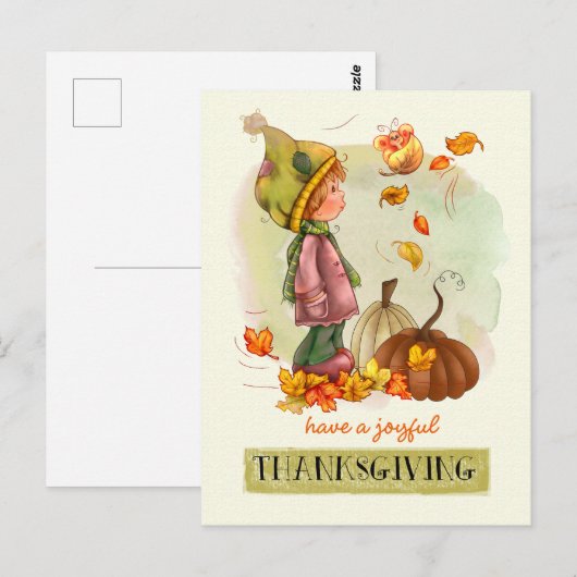 Briefkaarten van de Thanksgiving van Little Boy en (Voorkant / Achterkant)