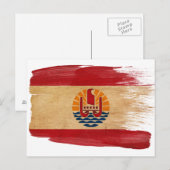 Briefkaarten van de vlag van Frans-Polynesië (Voorkant / Achterkant)