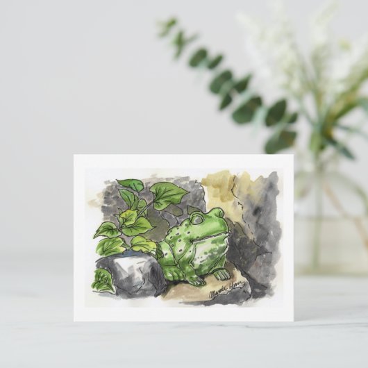 Briefkaarten van groene kikkervisjes (Staand voorkant)