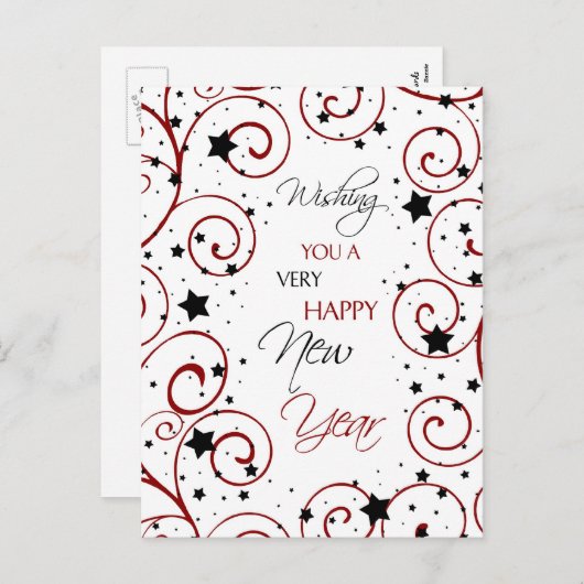 Briefkaarten van het Nieuwjaar van wervelingen & (Voorkant / Achterkant)