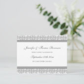 Briefkaarten van Just Married Announcement Grey Da (Staand voorkant)