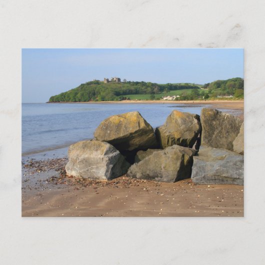 Briefkaarten van Llansteffan Castle en Beach (Voorkant)