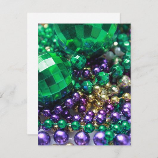 Briefkaarten van Mardi Gras Beads Green Party (Voorkant / Achterkant)
