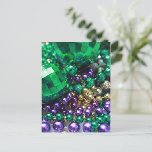 Briefkaarten van Mardi Gras Beads Green Party (Staand voorkant)