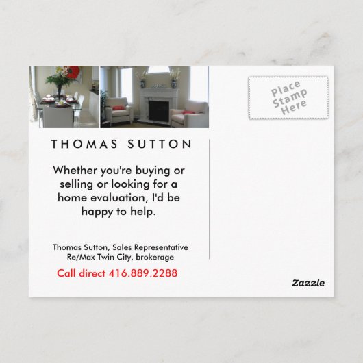 Briefkaarten van onroerend goed Interior 1 (Achterkant)