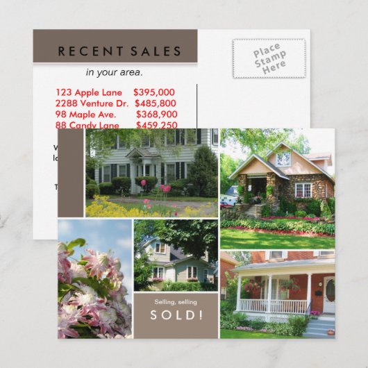 Briefkaarten van onroerend goed Veel huizen/huizen (Voorkant / Achterkant)