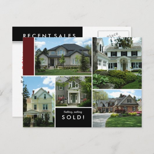 Briefkaarten van onroerend goed Veel huizen/huizen (Voorkant / Achterkant)