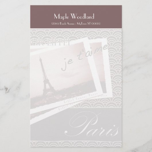 Briefkaarten van Paris Personalized Paper Briefpapier (Voorkant)