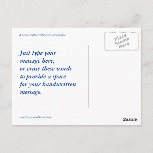 Briefkaarten van Philipsburg Street (Achterkant)