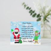 Briefkaarten van Santa: Santa en Elf in Facemask (Staand voorkant)