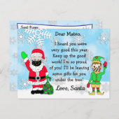 Briefkaarten van Santa: Santa en Elf in Facemask (Voorkant / Achterkant)