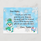 Briefkaarten van Santa: Schattigee Sneeuwman (Voorkant)