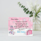 Briefkaarten van Santa: Schattigee Sneeuwman (Staand voorkant)