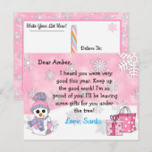 Briefkaarten van Santa: Schattigee Sneeuwman (Voorkant / Achterkant)