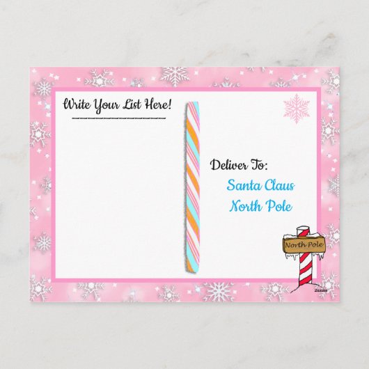 Briefkaarten van Santa: Schattigee Sneeuwman (Achterkant)