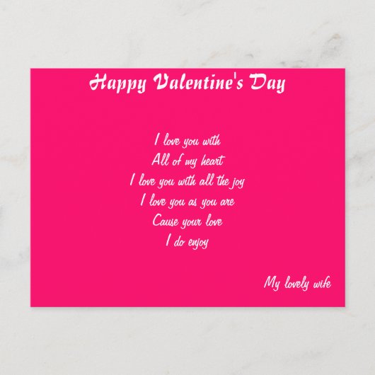 briefkaarten van Valentijnsdag vrouw (Voorkant)