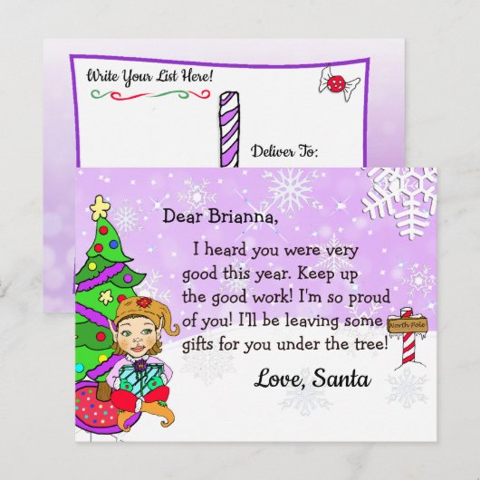 Briefkaarten vanaf Santa: Vakantie Etnische Elf (Voorkant / Achterkant)