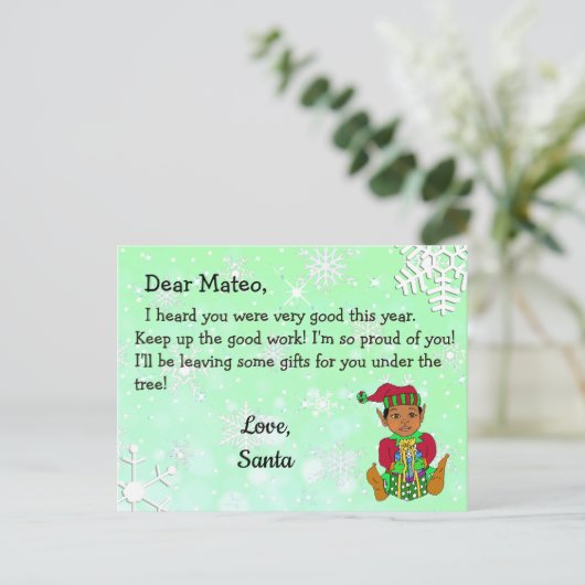 Briefkaarten vanaf Santa: Vakantie Etnische Elf (Staand voorkant)