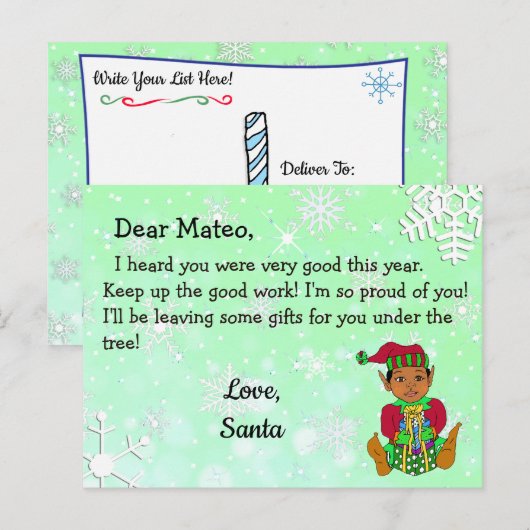 Briefkaarten vanaf Santa: Vakantie Etnische Elf (Voorkant / Achterkant)