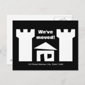 Briefkaarten verplaatsen met een grappig huis en e (Voorkant / Achterkant)