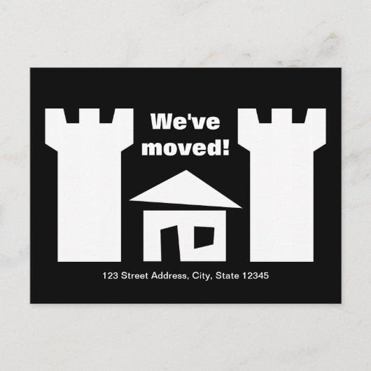 Briefkaarten verplaatsen met een grappig huis en e (Voorkant)