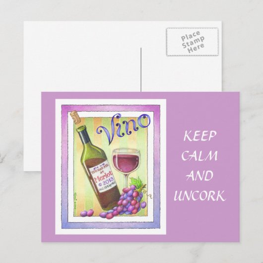 BRIEFKAARTEN - VINO! U had me bij MERLOT! (Voorkant / Achterkant)