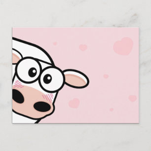 Briefkaarten voor blozen koeien en roze harten