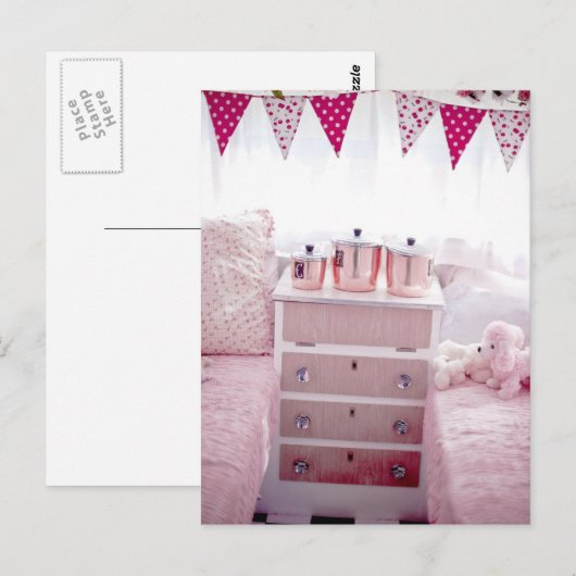 Briefkaarten voor Camper Interior Pink slaapkamer (Voorkant / Achterkant)
