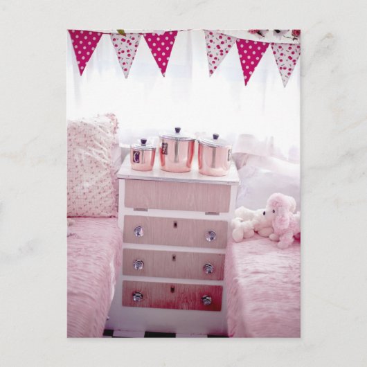 Briefkaarten voor Camper Interior Pink slaapkamer (Voorkant)