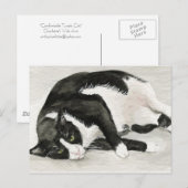 briefkaarten voor "Comfortable Tuxedo Cat" (Voorkant / Achterkant)
