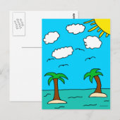 Briefkaarten voor de oceaan en de palmboom (Voorkant / Achterkant)