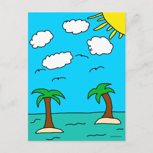 Briefkaarten voor de oceaan en de palmboom (Voorkant)