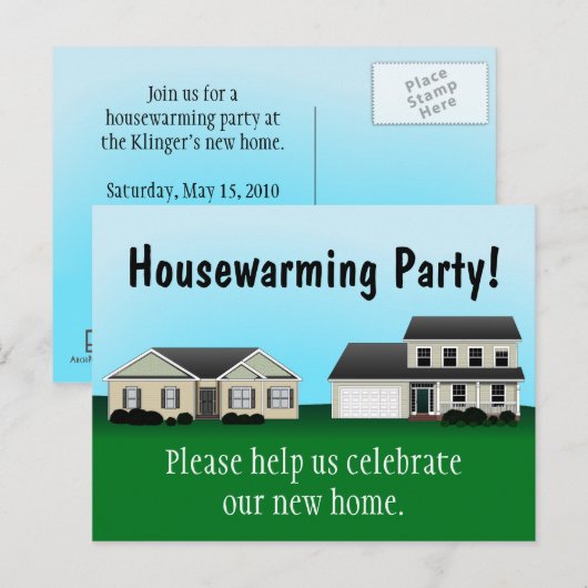 Briefkaarten voor de uitnodigingen van de partij v (Voorkant / Achterkant)