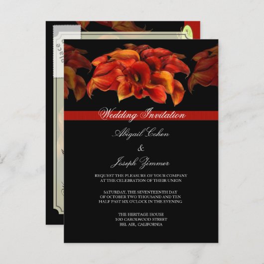 Briefkaarten voor huwelijksuitnodiging (Voorkant / Achterkant)