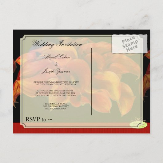 Briefkaarten voor huwelijksuitnodiging (Achterkant)